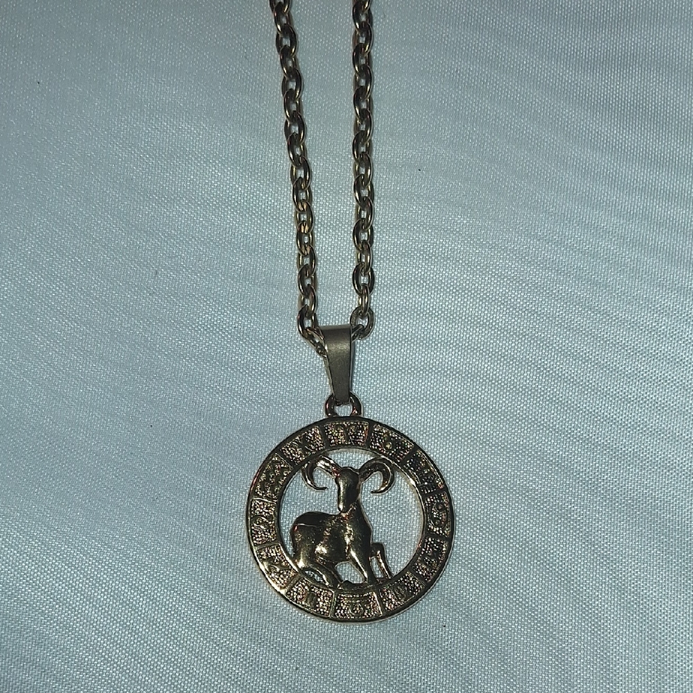 Zodiac Gold Aries Pendant Necklace